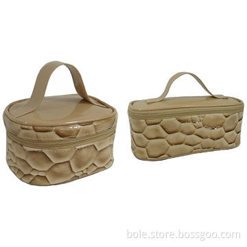 PVC cosmetic bag set in gold color